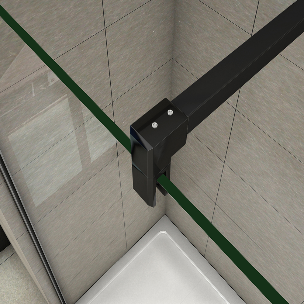 Walk in Wet Room Flipper Panel Shower Enclosure Black Frame Cubicle